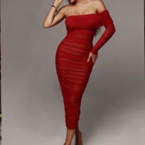 JLUXLABEL Red Denise Ruched Dress